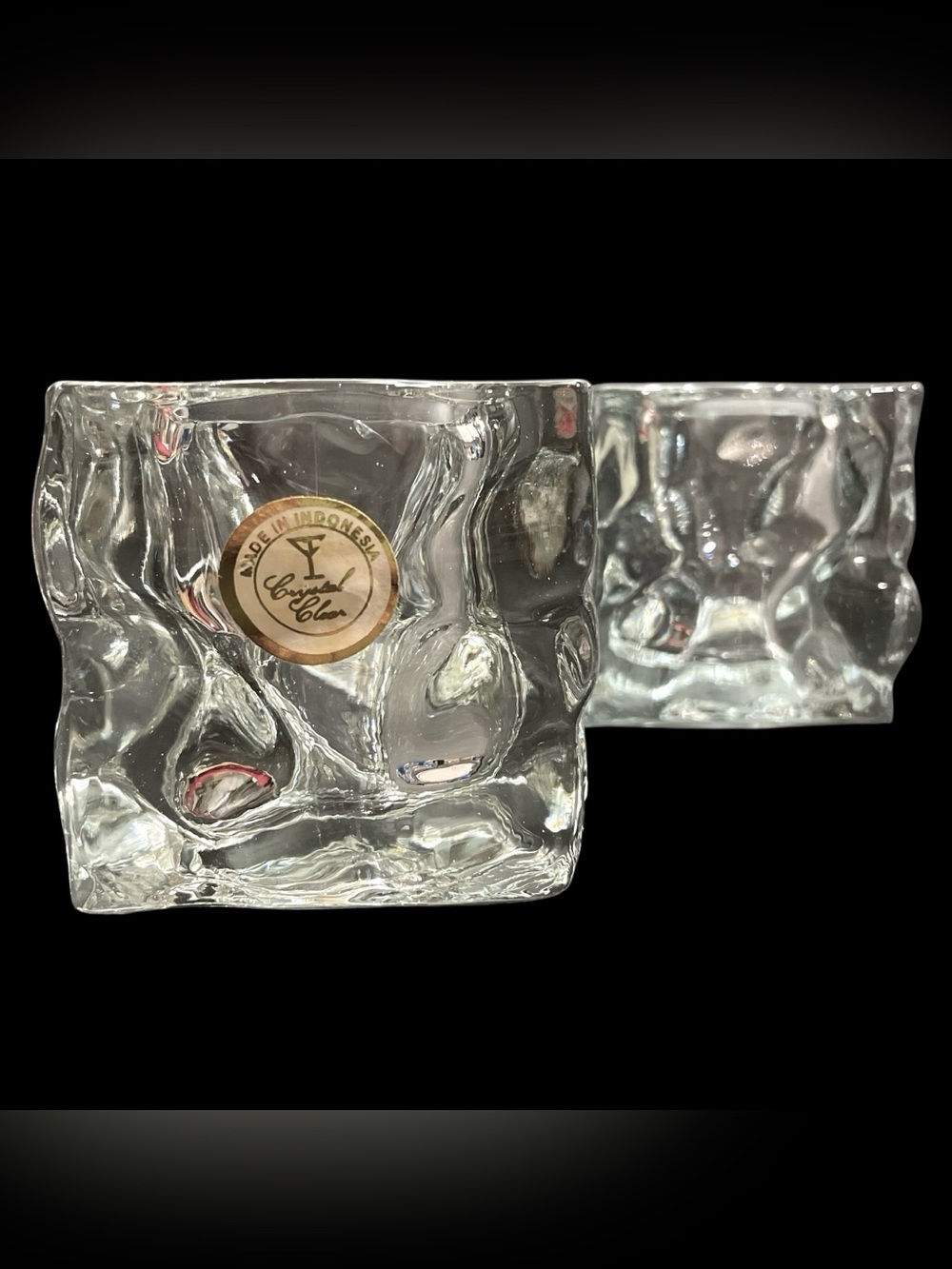Vintage 1970s Fifth Avenue Ltd. Crystal Cube Votive Candle Holders KIG Indonesia